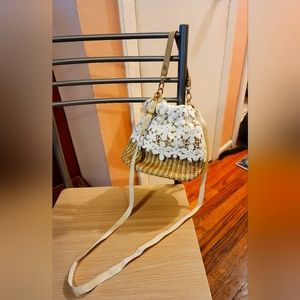 S/M Bohemian floral overlay bucket bag!